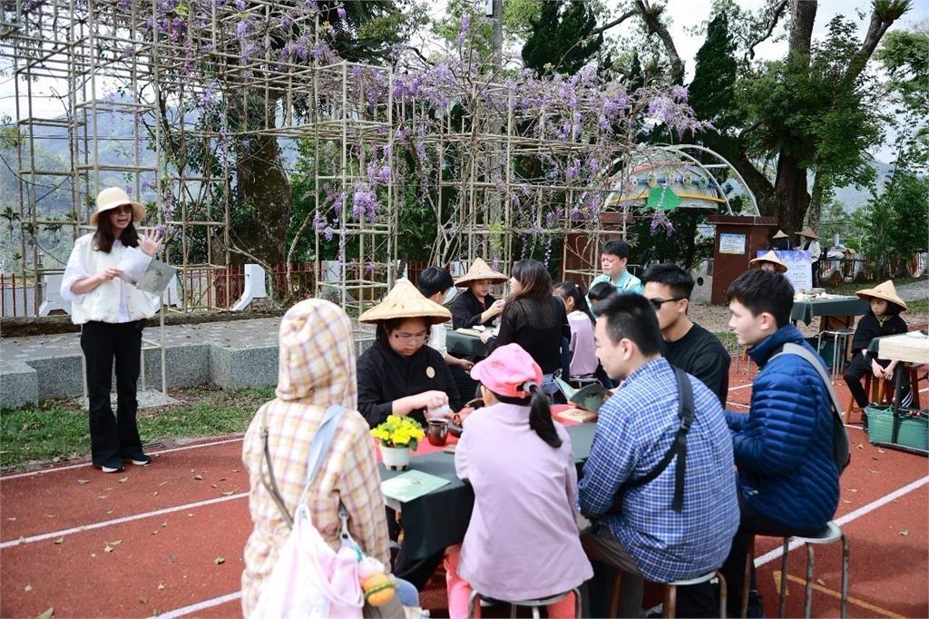 嘉義瑞里紫藤花季盛開 小小泡茶師、限量品茗杯深獲遊客喜愛