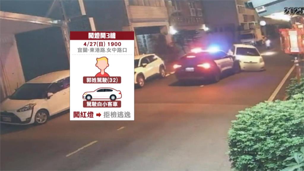 宜蘭自小客車闖紅燈肇逃!員警圍捕「開3槍」制止