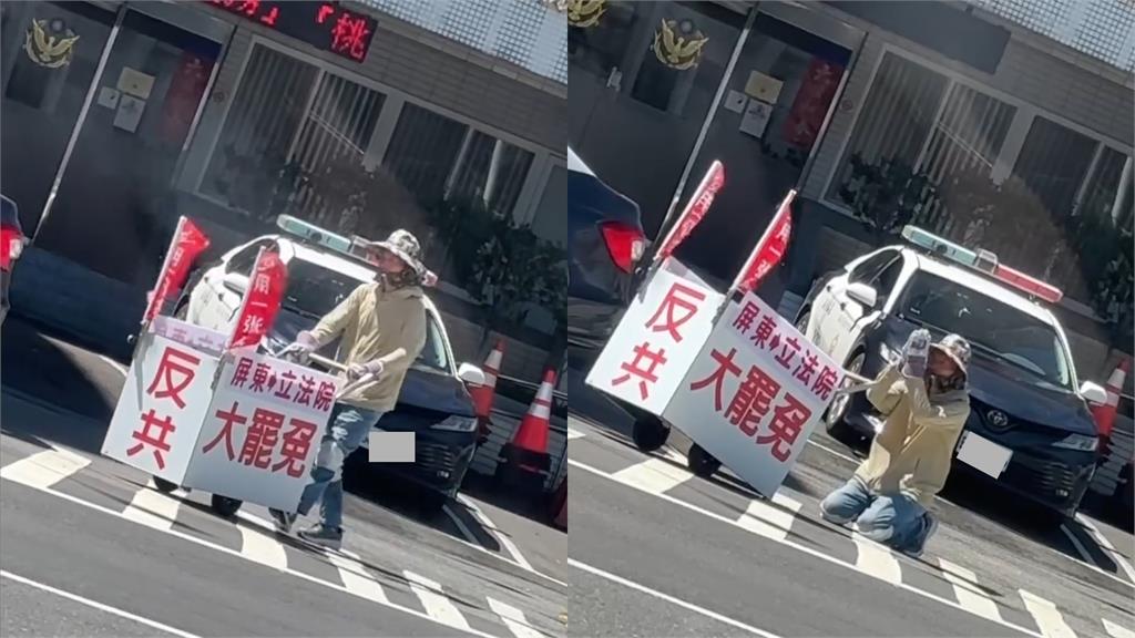 屏東北上立法院一路「三跪九叩」！他頂烈日暴雨「跪拜祈求」萬網看哭：勇敢台灣人