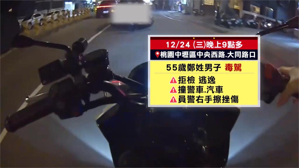 桃園可疑駕駛拒檢逃充撞警車　警破窗逮人搜出毒「又是毒駕」