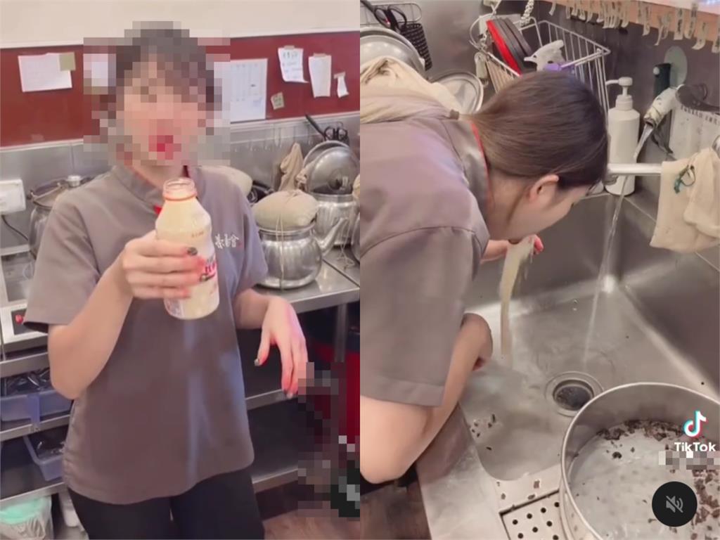 手搖女店員「拍抖音」狂灌養樂多!下秒反胃「狂吐茶葉旁」…網氣瘋:超噁心