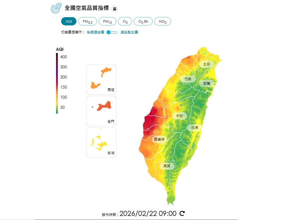 收假日高溫飆30度「口罩快戴好」!中部「PM2.5破百」連3天亮橘燈