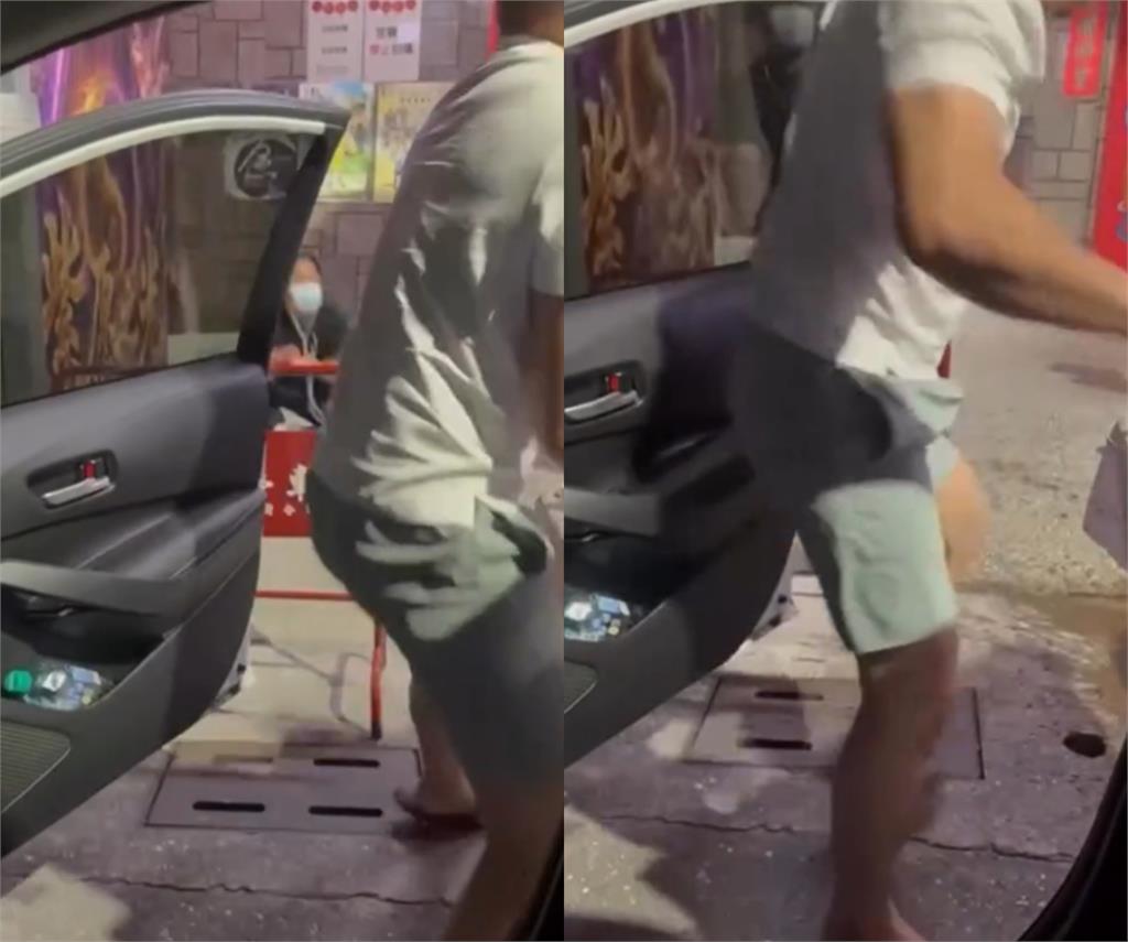 尬電變尬賽！玄濟宮傳遭白T男「潑整桶穢物」21秒畫面曝光…網笑：嗚呼哀哉
