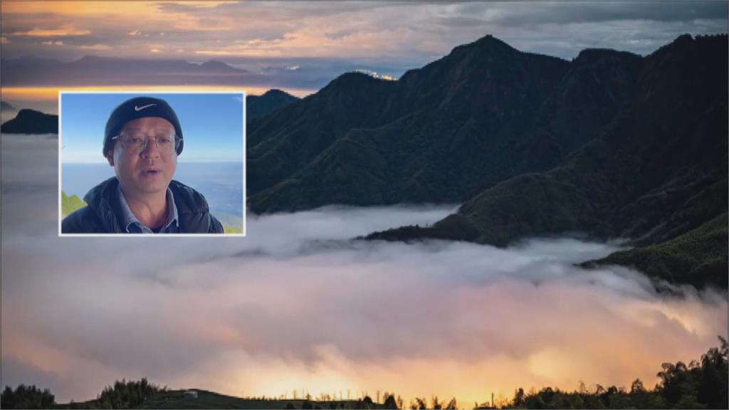大崙山、信義望高地區現「雲瀑秀」 雲海翻動如煮滾中牛奶鍋