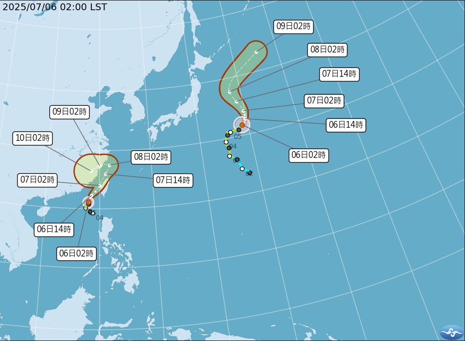 丹娜絲持續增強朝台灣逼近!大雨一路向北開炸19縣市 3縣市「下到發紅」