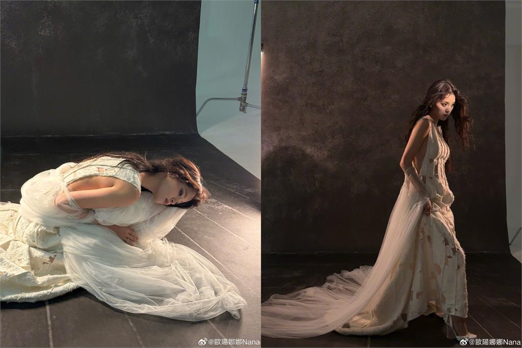 歐陽娜娜化身「黑白雙煞」現身微博之夜！側邊「大開鏤空」肉色嫩肌全看光