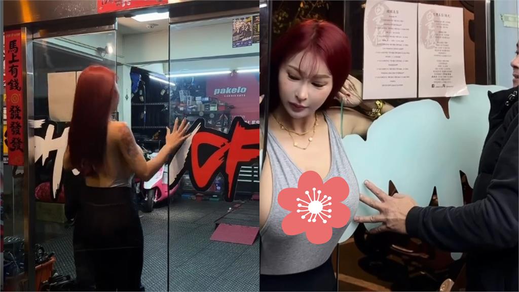 重機女神「坦克衣變形」殺進機車行!電動門突關「超兇大饅頭」被夾住 出事畫面瘋傳