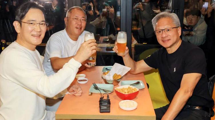 黃仁勳揪三星.現代會長「吃炸雞聊AI」! 出席輝達GeForce電競趴同歡