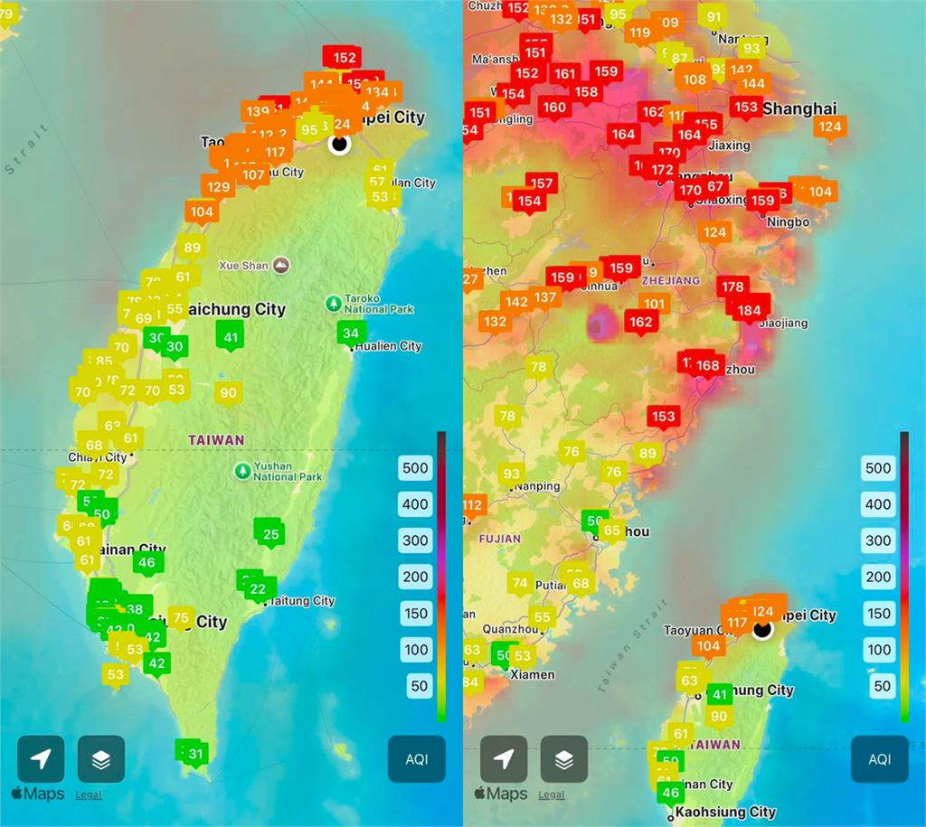 冷氣團挾「中國毒空氣」襲台!空汙超標吸了恐猝死...影響範圍曝光