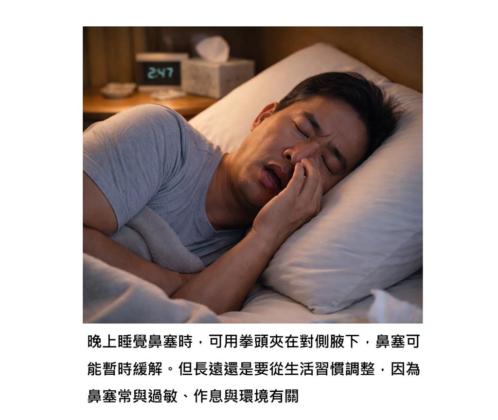 睡覺剛躺下就鼻塞！醫教「拳頭夾腋下」秒通...加碼曝3招「晚餐時間」是關鍵