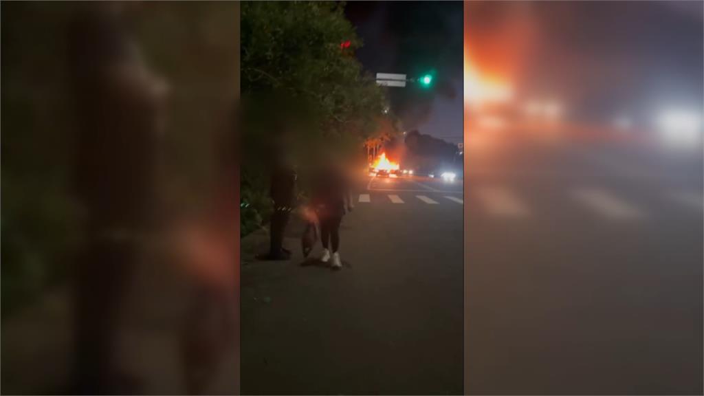 火燒車! 苗栗汽車遭烈焰吞噬 夫妻急逃生