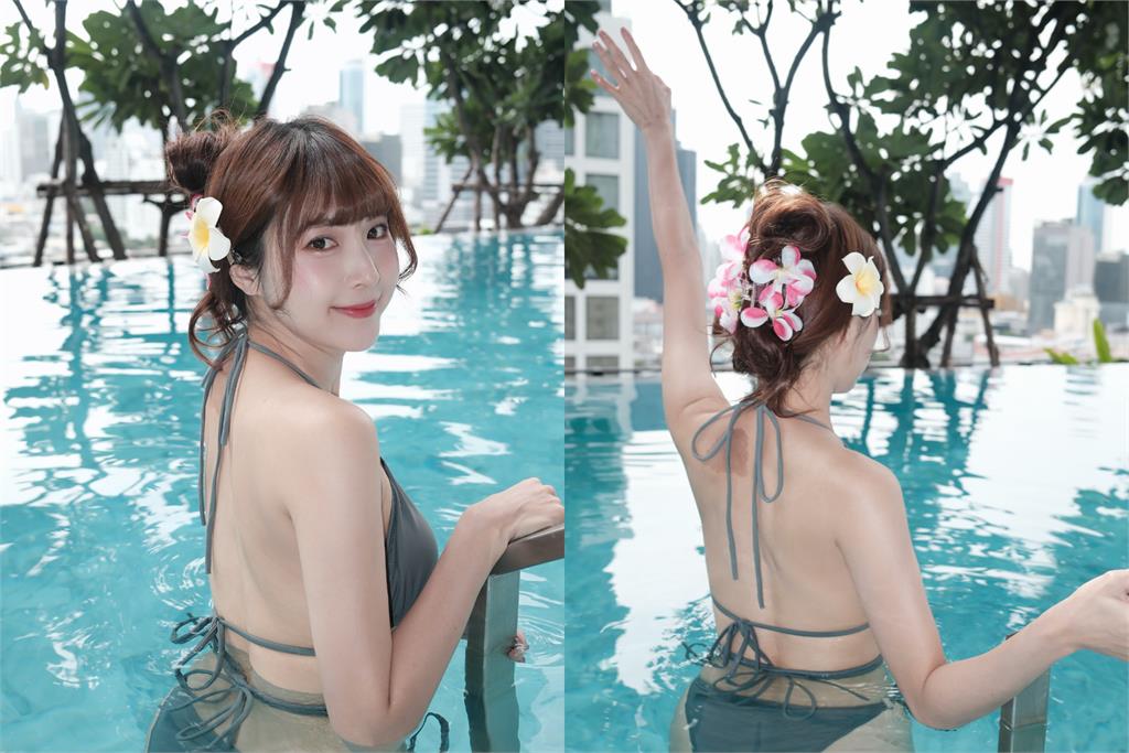 樂天女神泳池全脫了「SSR身材現形」！濕身解放美背「雪白雙Q球」震撼全網