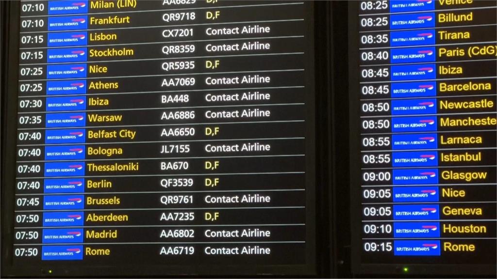 英國機場連兩天系統故障　造成逾1700航班取消