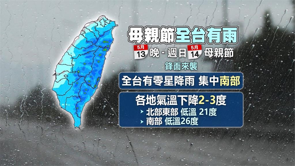 梅雨鋒面接近! 週日全台有雨氣溫稍降