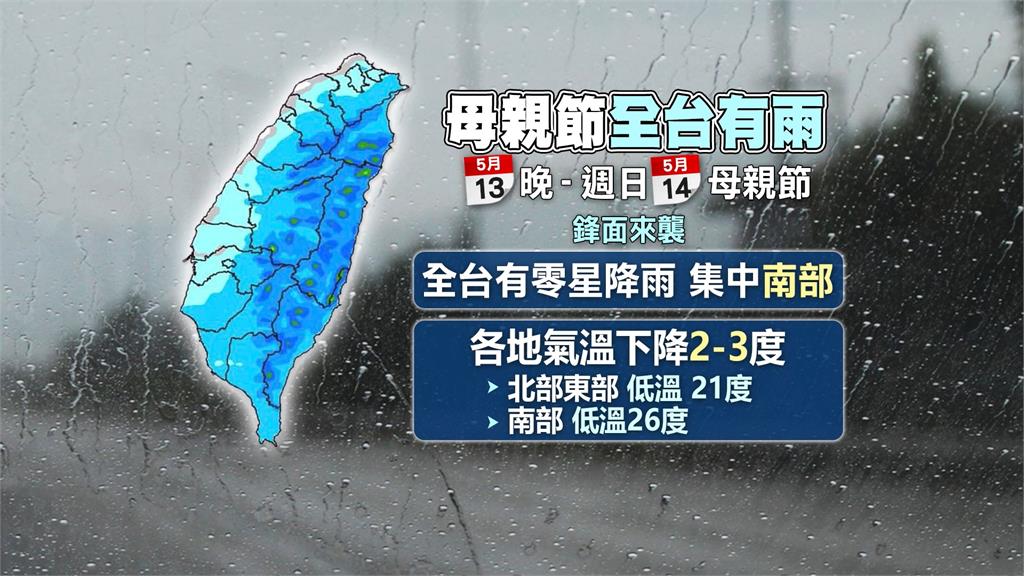 梅雨鋒面接近！　週日全台有雨氣溫稍降