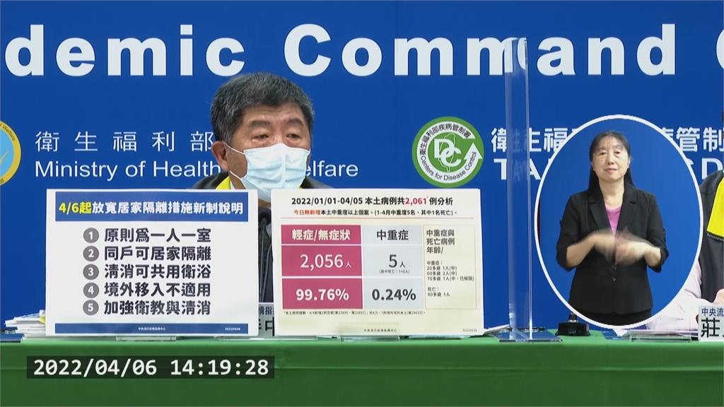 居家隔離政策放寬　可「同戶隔離」與「共用衛浴設備」