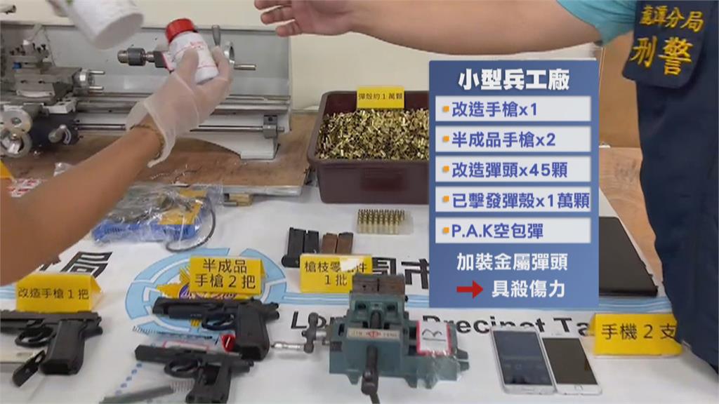 警嘉縣山區破地下兵工廠 查獲PAK空包彈!男進口彈殼零件改造槍彈