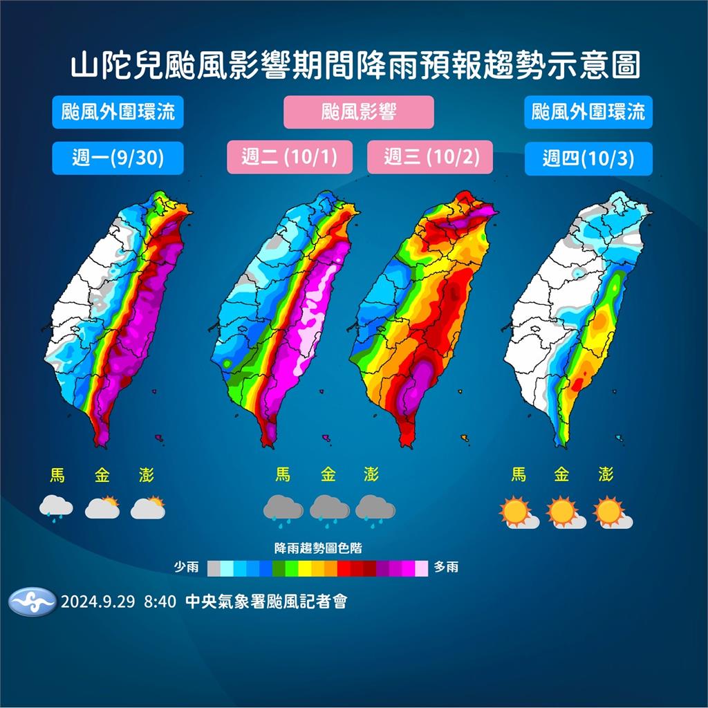 快新聞／最新路徑曝光！氣象署08:30發布山陀兒海警　「這兩天」對台影響最明顯