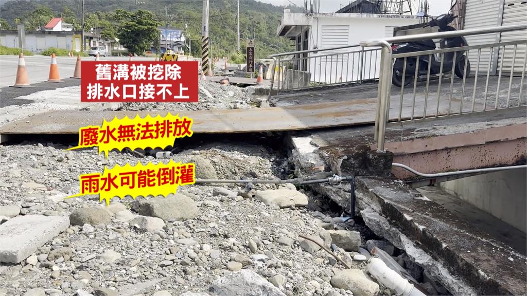 台9線拓寬工程路基墊高　舊水溝挖除住戶無法排汙水