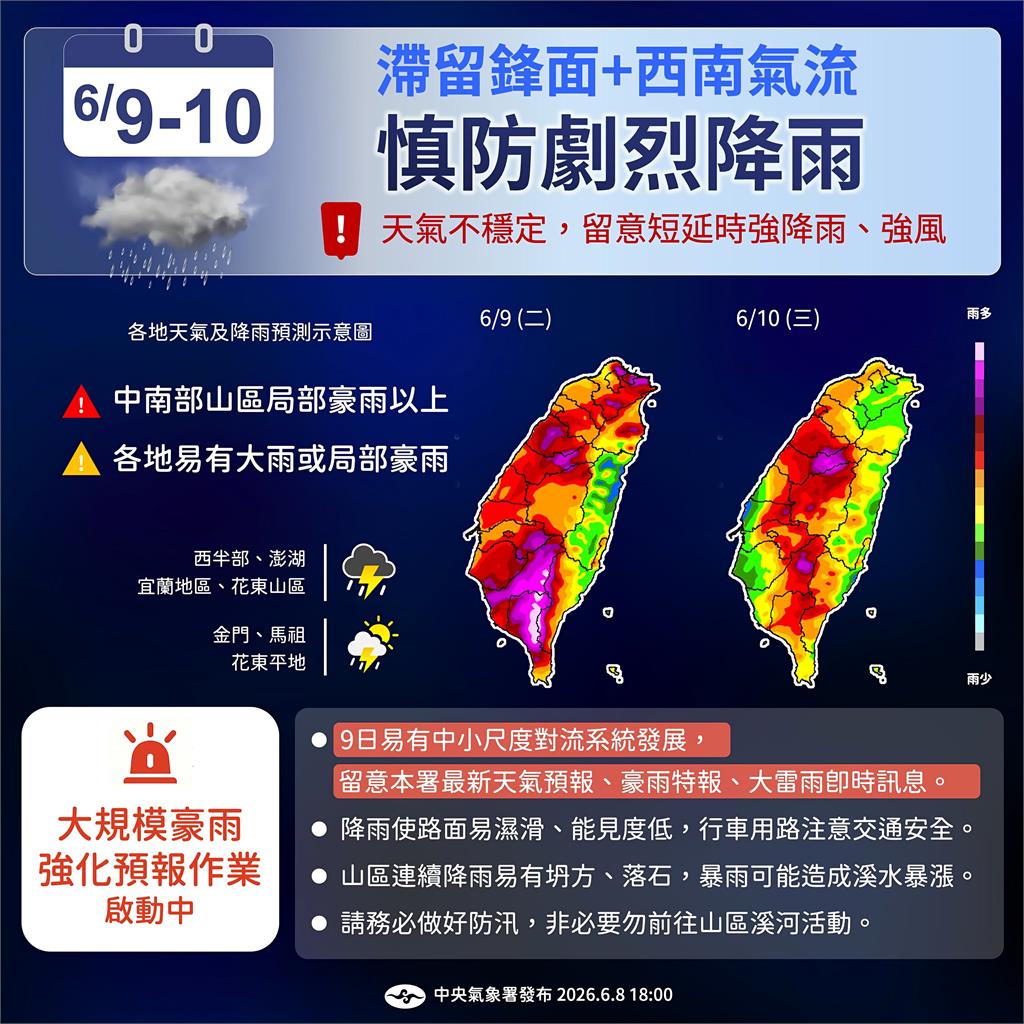 今降雨「時間長範圍」最大！專家揭「滯留鋒南北徘徊」示警：恐有大量致災雨