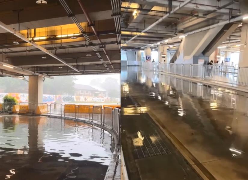 快新聞/豪雨!台中第三市場天花板掉落 車站公車道淹成「汪洋一片」