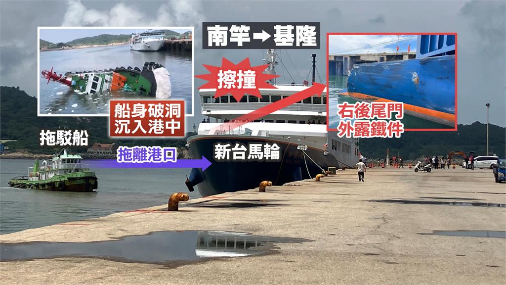 擦撞出港「新台馬輪」 拖駁船破洞進水沉入馬祖福澳港