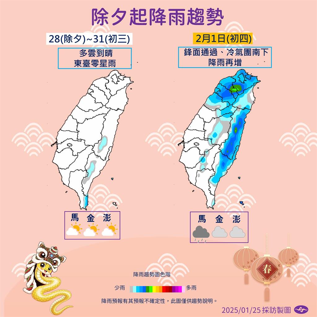 快新聞/寒流來拜年!明起變天除夕探7度 過年氣溫變化一次看