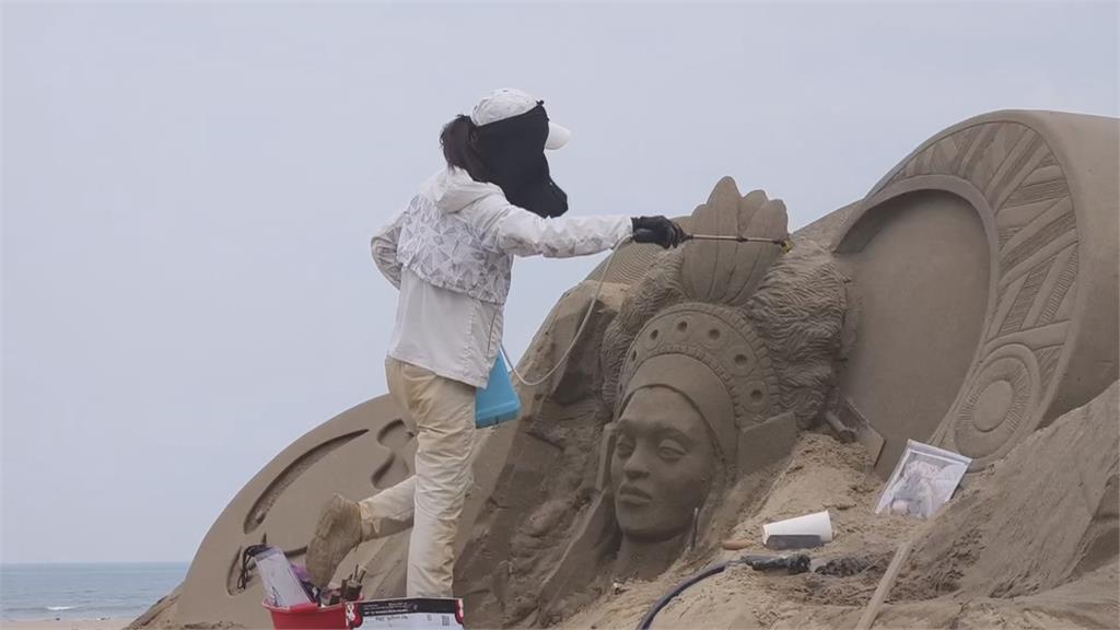 苗栗通霄沙雕藝術節７／４登場　啟動防颱作業噴灑環保膠形成盔甲