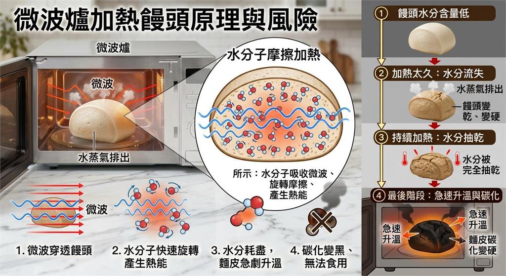 「冷凍饅頭」微波炸開竄濃煙　專家曝撇步