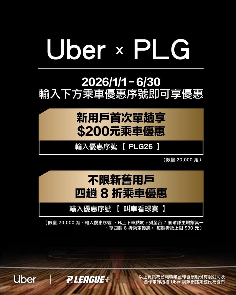 PLG／新年祭總價值破百萬優惠！全台七大場館「叫車看球賽」新用戶再享雙重優惠