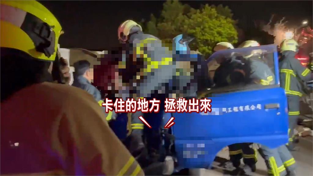 遶境小貨車超載自撞圍牆！　車上13人送醫、其中3人陷昏迷