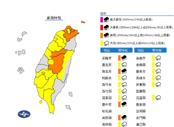 快新聞／下班注意！16縣市豪大雨特報　「4縣市」升級橙色燈號