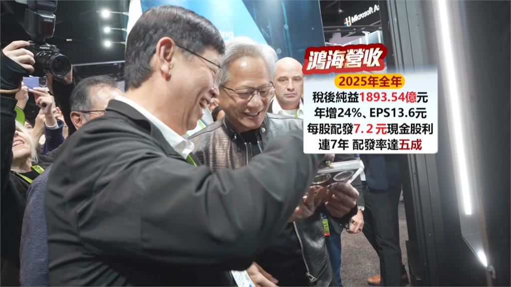 鴻海現金股利擬發7.2元「配發率達52.9%」　劉揚偉：去年EPS創歷史新高