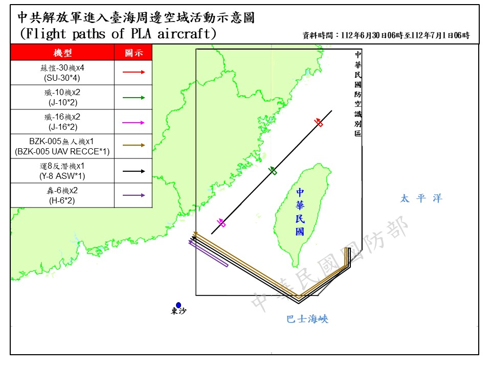 快新聞/中國軍機今26架次擾台「12架次越逾海峽中線」 國防部岸置飛彈監控