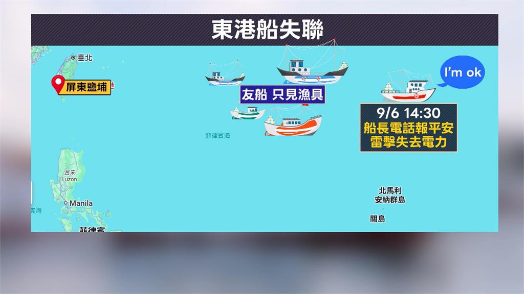 遭雷擊電力設備失靈! 勝隆漁61號船長打電話報平安