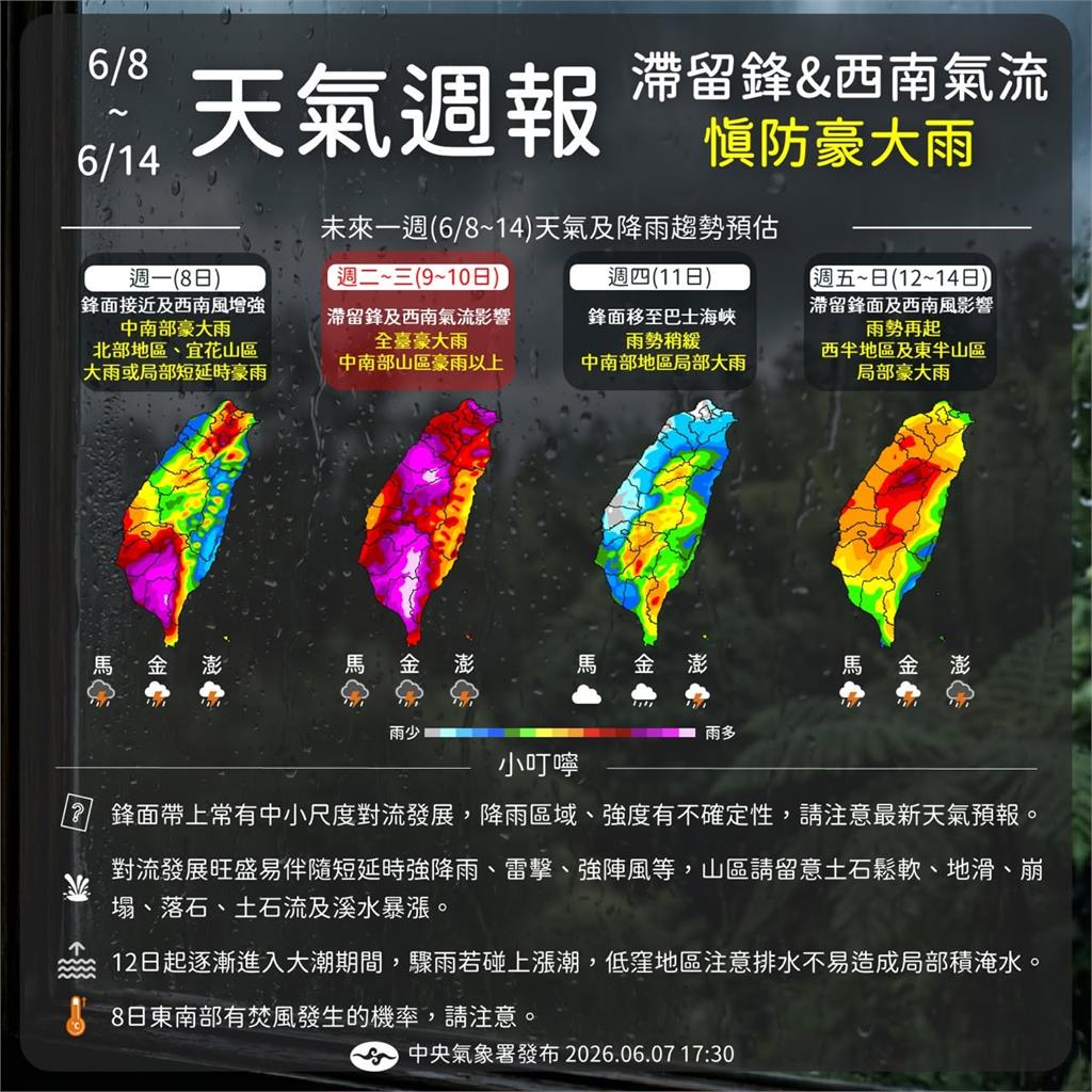 快新聞／出門帶傘！雷雨彈全台開炸　「這些熱區」防短延時豪雨