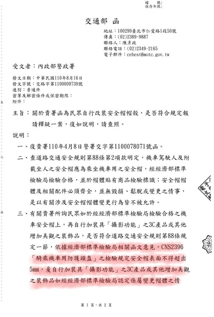 安全帽裝「行車記錄器」違法？標檢局緊急聲明：可加裝、需符合1要項