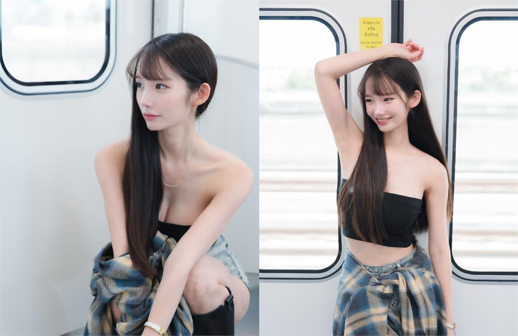 辣妹搭火車「只裹一塊布」竟是最懂事女友!坐下炸出「超Q腰內肉」網猛盯
