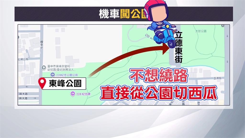 貪圖方便!台中公園驚見「機車族」趴趴走 建設局、警方聯手加強稽查