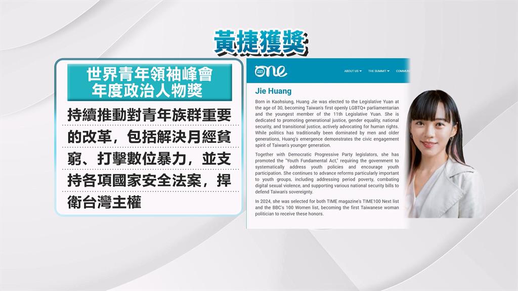 台灣首位獲政治領袖獎！　立委黃捷受國際肯定深具年輕潛力