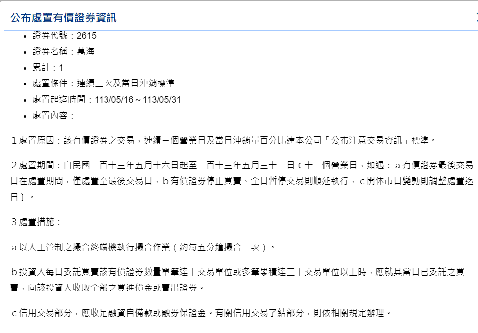 快新聞/證交所出手!萬海遭「關禁閉」到月底 原因曝光