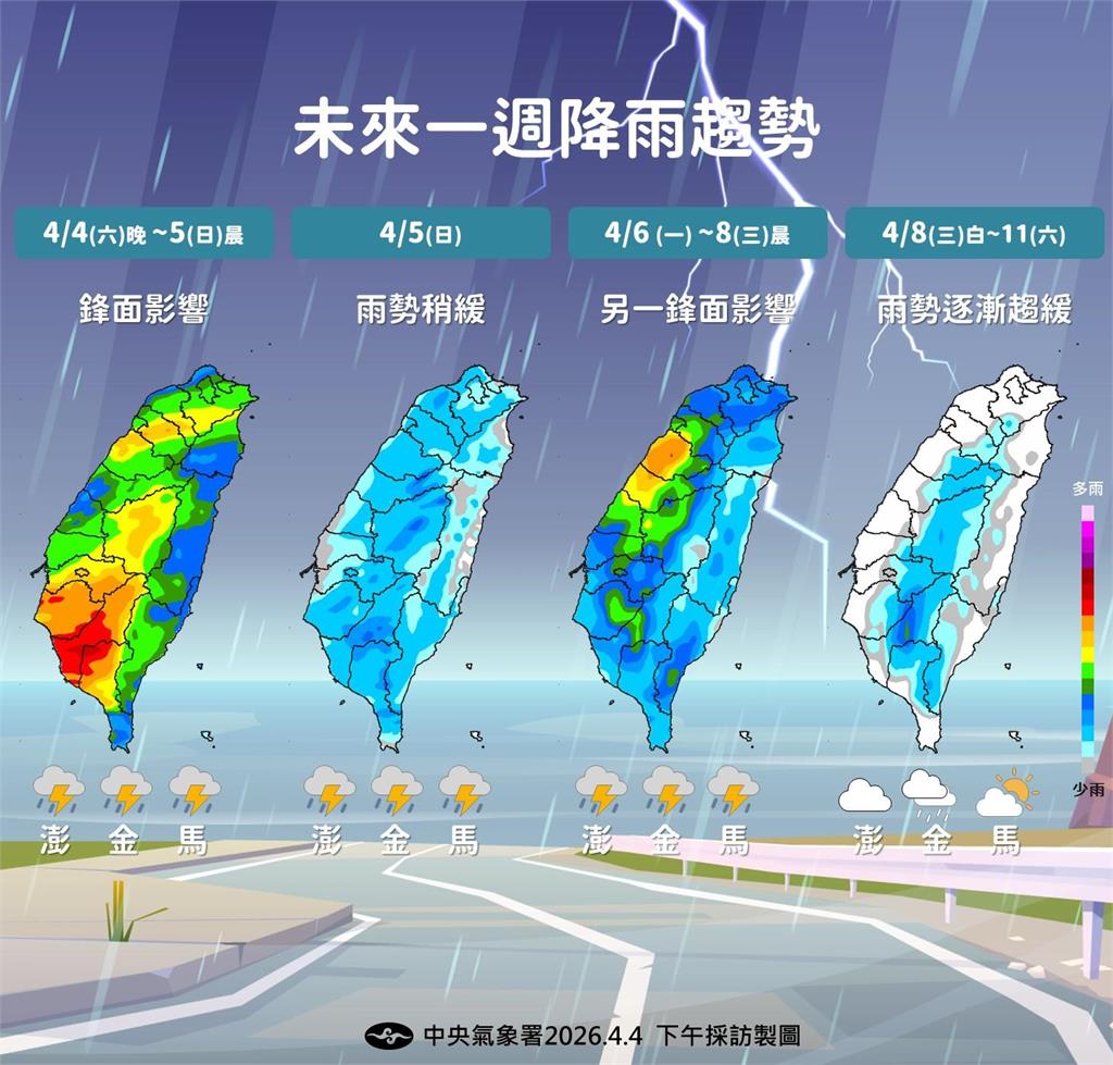 快新聞／今晚留意大雨！另一波鋒面將來襲　氣象署曝天氣穩定時間