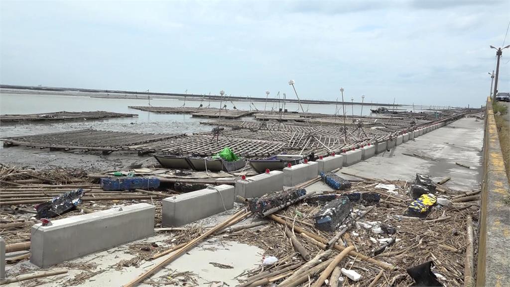 颱風過後　沿岸蚵棚架全數毀壞　嘉義縣蚵仔災損初步估計破7千萬