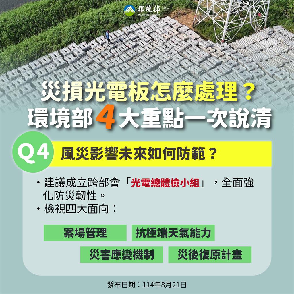 受損光電板清運進度　環境部：事實勝於臆測