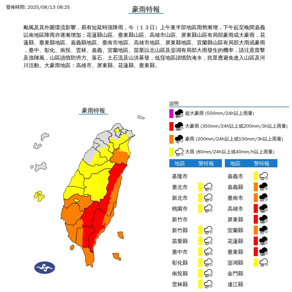快新聞/「楊柳」進逼今日風雨最劇 18縣市豪大雨特報