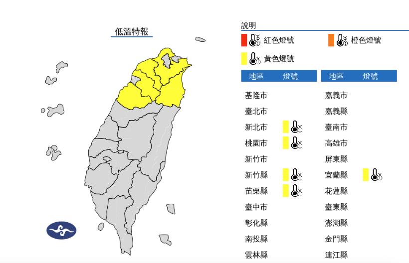 快新聞／入秋後首波冷氣團發威！氣象署對5縣市發低溫特報「急速變冷至10度以下」