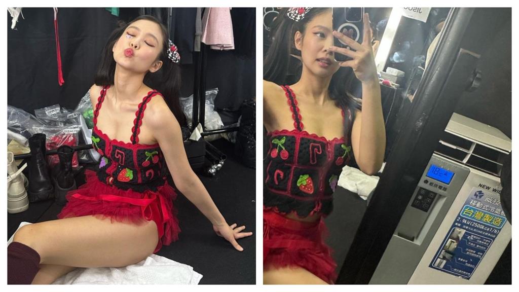 Jennie激短裙洩黑影!玻璃射出「真實身材」 Jennie席地開坐激短裙洩「謎之陰影」!玻璃射出「真實身材」甜喊:愛高雄