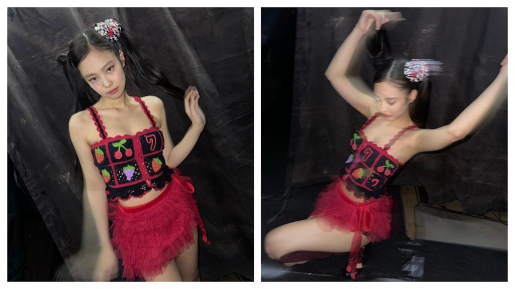 Jennie激短裙洩黑影!玻璃射出「真實身材」 Jennie席地開坐激短裙洩「謎之陰影」!玻璃射出「真實身材」甜喊:愛高雄