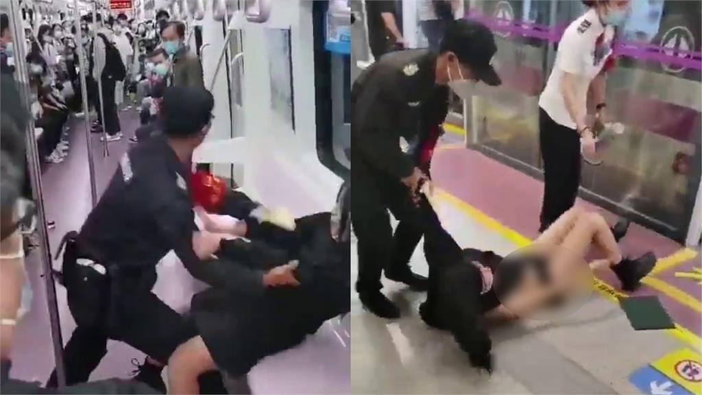 趕人下車動作過當?中國地鐵保全「暴力扒衣女乘客」 網痛批:沒有基本道德