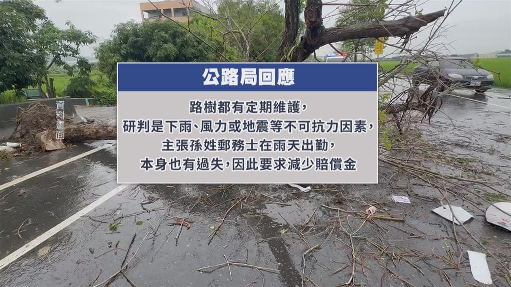 郵務士雨天送信被路樹壓死　母親哭訴國賠太少了